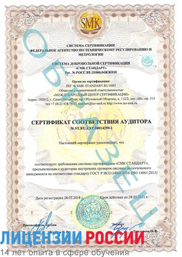 Образец сертификата соответствия аудитора №ST.RU.EXP.00014299-1 Дальнереченск Сертификат ISO 14001